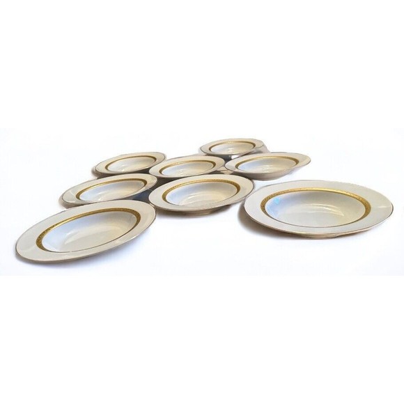 8 Beautiful Retroneu Vineyard Gold 4325 Salad/Soup  Bowl Plates with 22k Band - Picture 2 of 5